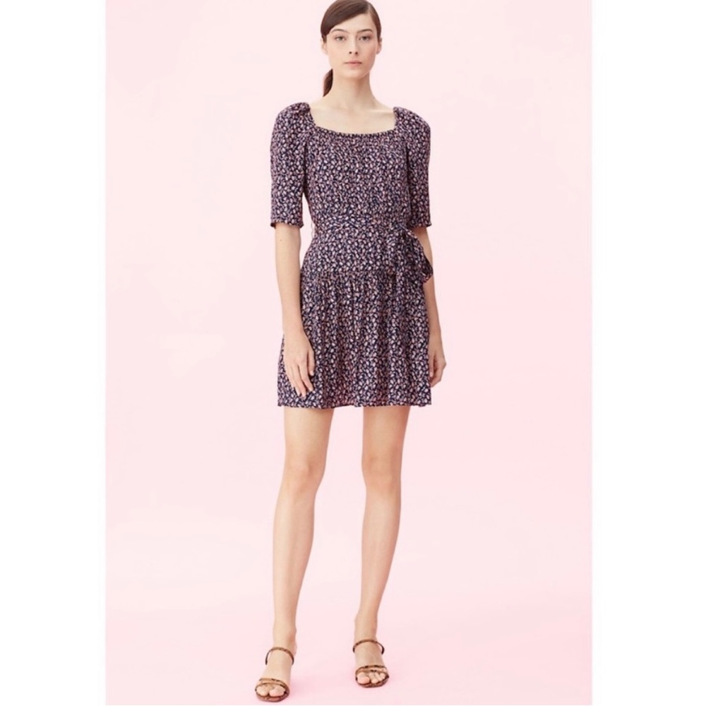 Rebecca Taylor Francesca Pink Floral Square Neck Dress